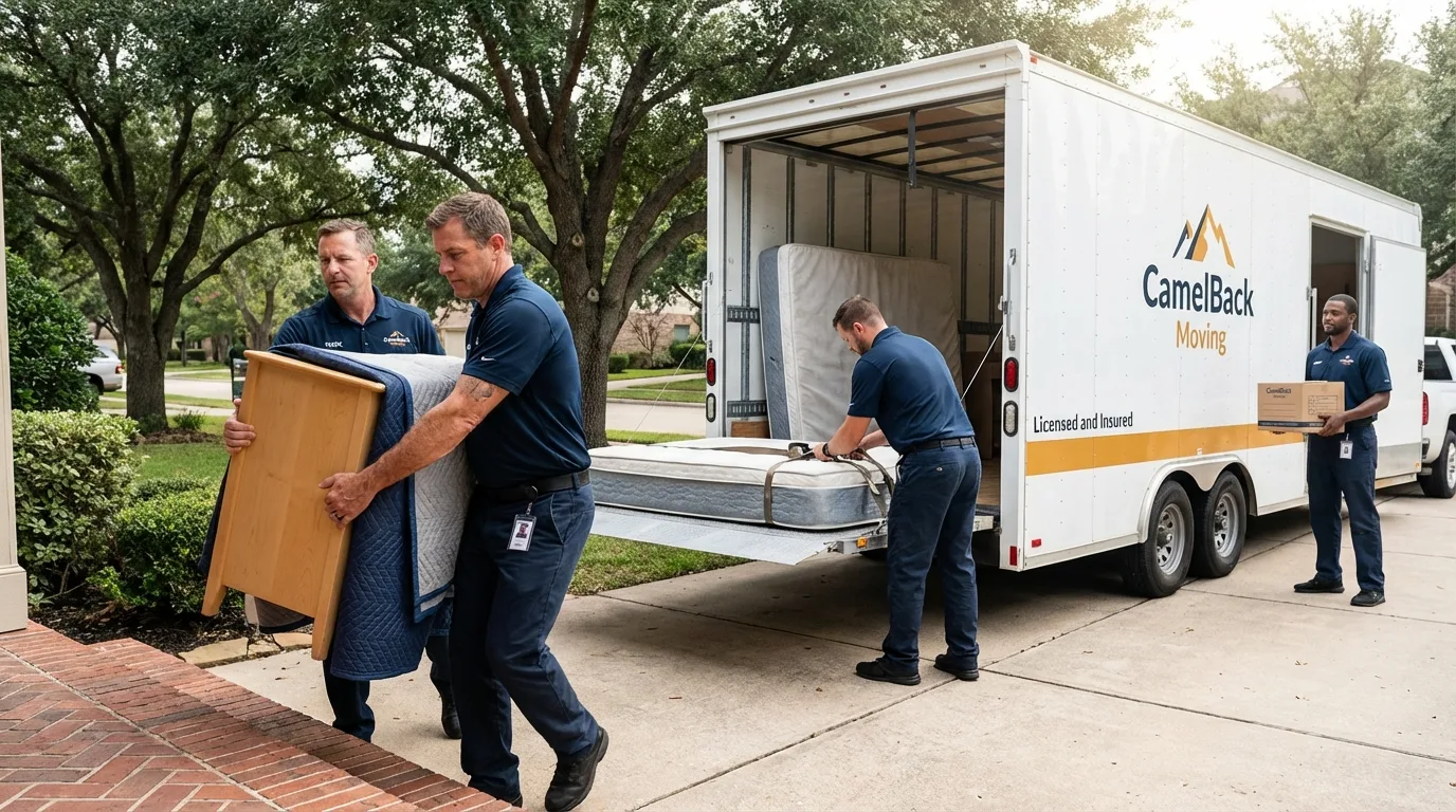 Crew loading residential truck for cross-state move from Limon, CO
