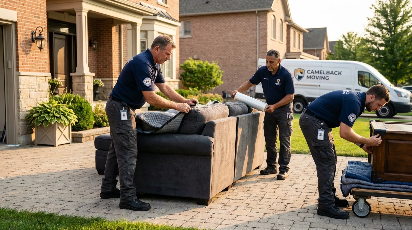 Large estate moving crew wrapping furniture in Limon, CO